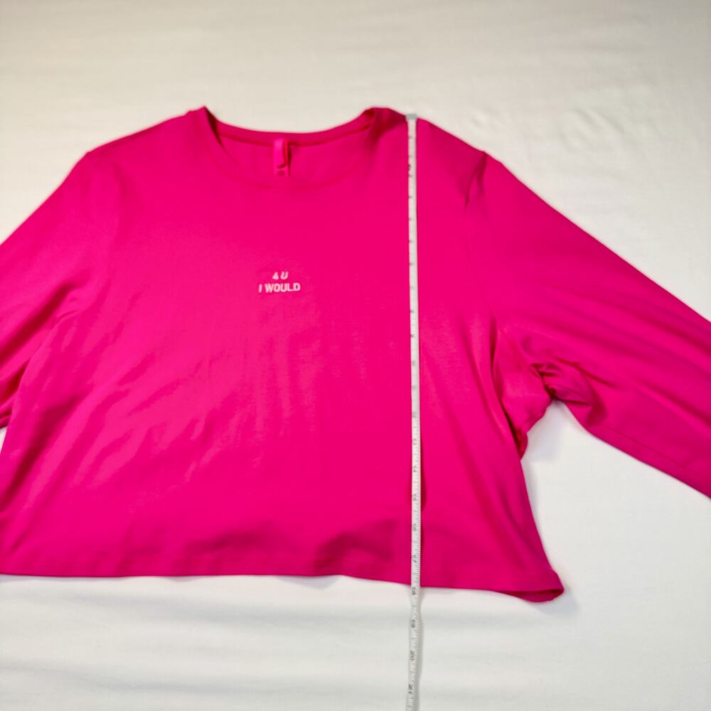 SKIMS Hot Pink Cropped Tee 4XL Rare Barbiecore Y2K 4U I WOULD Festival Statement - Picture 4 of 16